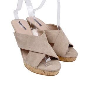 Charles David Women's Latrice Crisscross Strap Cork Wedge Sandals Tan Size 10M